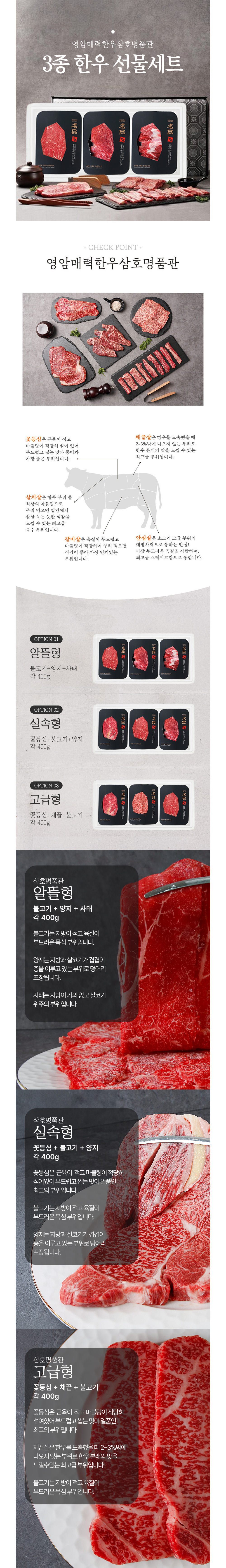 1 +등급 알뜰형 엄선 영암매력한우 불고기 선물세트 불고기 양지 3구 1.2kg 상세이미지 1